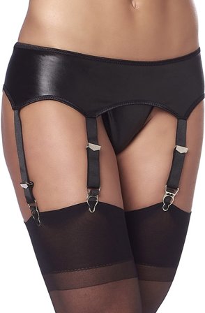 Wetlook Suspenderbelt With G-String And Stockings O/S Sukkanauhapidike
