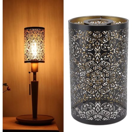 Svart lampeskjerm for bordlamper, trommeskjerm, lysekronelampeskjerm pendellampe, skjermsylinder hengende lampeskjerm for E27 E26 pærer