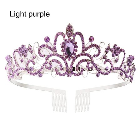 Sølv Tiara Crown Krystal Pandebånd LYS LILLA LYS LILLA