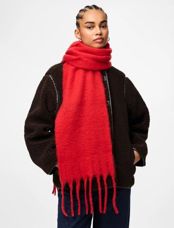 Pieces Pclulu Solid Long Scarf Pwp Bc - Red - ONE SIZE
