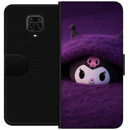 Yhteensopiva Lompakkokotelo Xiaomi Redmi Note 9S Kuromi lilassa pörröisessä ympäristössä, jossa on salaperäinen kawaii-suunnittelu.