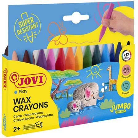JOVI Craies de cire Jumbo Easy Grip Lot de 12 (2 ans+)