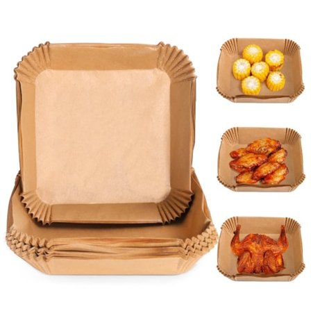Air Fryer Disposable Paper for Fryer 20x20 cm 100-pack Natural