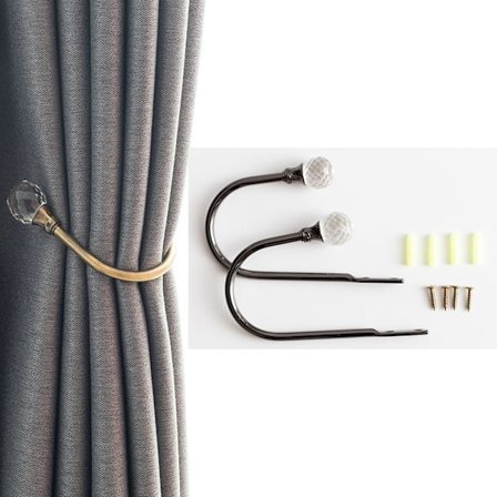 2-pack (svart) Gardinbandhållare i metall U-formade väggkrokar Gardinbandhållare