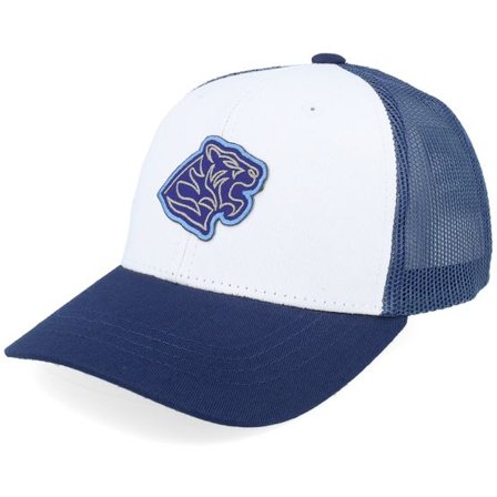 Kiddo Cap - Vit trucker Keps - Kids Blue Tiger Patch White/Navy Trucker @ Hatstore