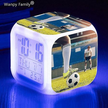 Fotbollsmatch Fotboll Väckarklocka Barnrum Dekorera docka 7 färg Glödande små nattlampor Skrivbordsklockor Presenter till barn