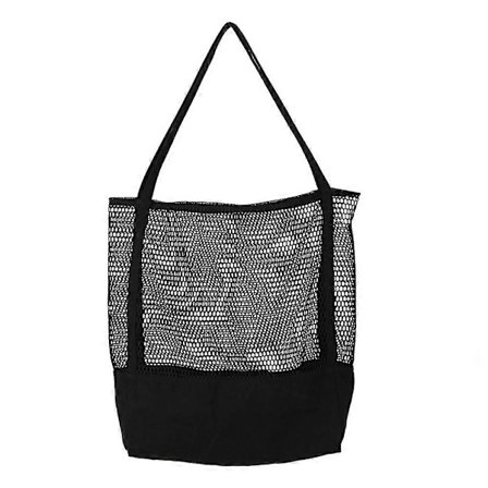 Tote Bag Canvas Nylon Mesh Tote Bag Strandveske * Svart