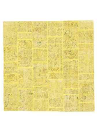 Annodato A Mano Patchwork Tappeto 200X200 Di Lana Giallo