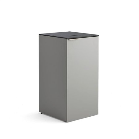 Källsorteringsskåp, grå, 1 st 90 L avfallsbehållare + 1 st 21 L plastback + 1 st 10 L plastback