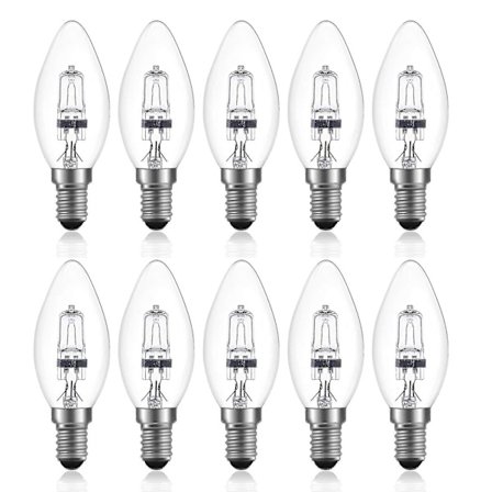 42w E14 C35 Dimbar Halogenpære Ac 220-240v Varm Hvit 2700k E14 Transparent Halogen Stearinlys Pære (10stk) [DB]