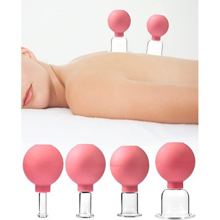 4 st glaskoppar set glas silikon koppar koppar massage vakuumsugkoppar för kropp rygg ben arm