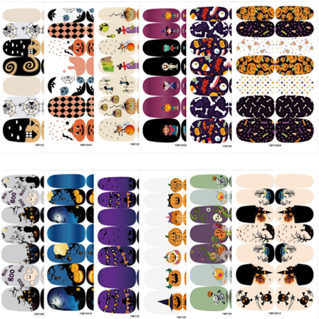 14 Halloween manikyrklistremerker mørke neglklistremerker utenlandske tr