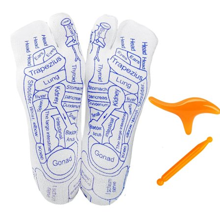 Massage sokker, refleksologi sokker sæt, bomuld fod refleksologi sokker, trykpunkt sokker, massagepind