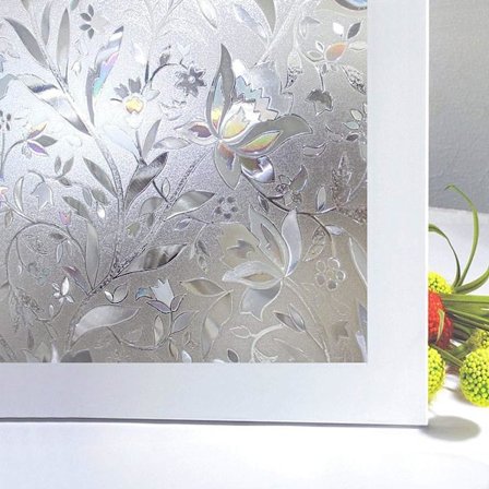 Fönsterfilm Elektrostatisk fönsterfilm Dekorativt fönster mörkläggningsfilm Anti-tillväxt fönster Anti-UV Sekretessskydd med blomtulpanmönster