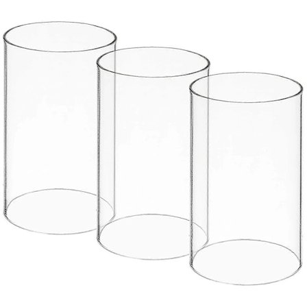 3 Kirkasta lasisylinterikynttilänjalkaa, tuulenpitävät avoimet lyhtylasit