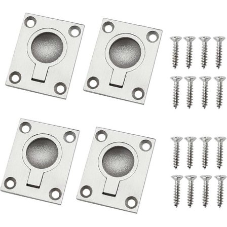 Forsænkede ringtræk håndtag med monteringsskruer til marinebåd yacht dæk luge lås skuffe dør, 4 stk./sæt, 49x39mm