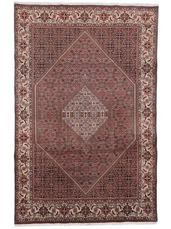 Noué À La Main Bidjar Tapis 198X301 De Laine Rouge Foncé/Noir