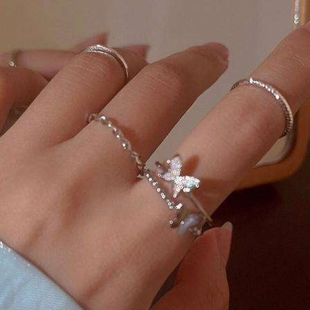 Punk Vintage Metal Bred Kedje Ringar Set För Kvinnor Mode Ihåliga Fjäril Hjärta Finger Tunna Ringar 2022 Trend Smycken Party Present style7