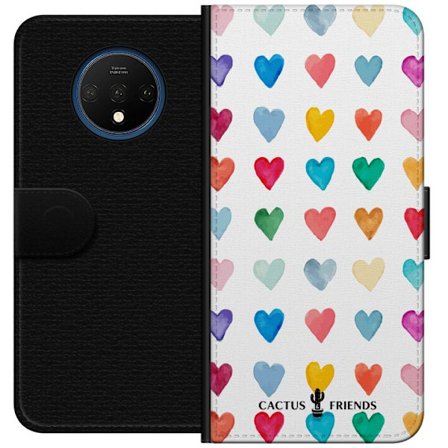 Kompatibelt Lommeboketui til OnePlus OnePlus 7T Cactus and Friends - Watercolor Love Grid
