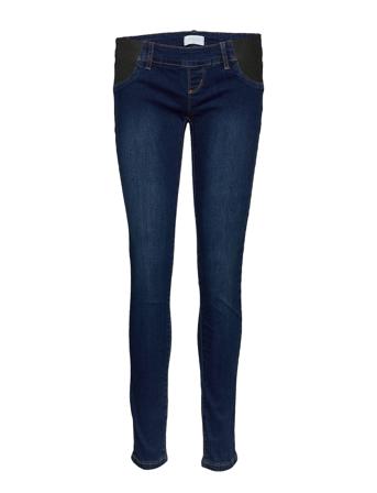 Mllola Slim Dark Blue Jeans W Elast Slimmade Jeans Blå Mamalicious