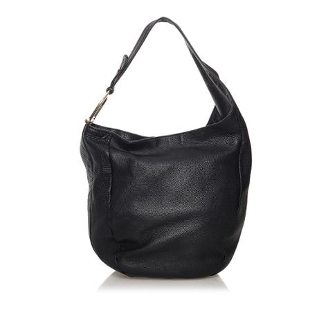 Gucci Vintage Pre-owned Greenwich Leather Hobo Taske Sort, Dame Vintage Tasker, Størrelse: ONE Size