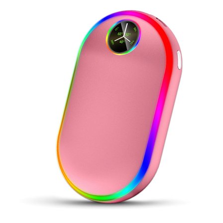 Håndvarmere oppladbare med lys (7 farger), 10000mah luminescens elektrisk håndvarmer, (13-18 timer)