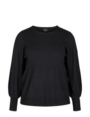 Caella Plain, L/S, Pullover Pullover Svart Zizzi*Betinget Tilbud