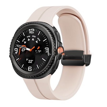 Magnetisk Foldespænde Silikone Rem til Kompatibel med Samsung Galaxy Watch 8 Classic Pink