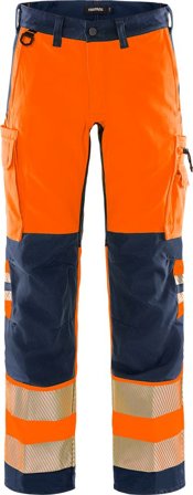Arbetsbyxor Fristads Herr Varselbyxa stretch 2712 PLU, klass 2, Varsel Orange/Marinblå Arbetskläder