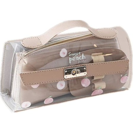 Läpinäkyvä Kynäkotelo, Kannettava Kynäpussi, Söpö Kosmetiikkapussi, Suuri Kapasiteetti, Kynäpussi Ylä- ja Keskiasteen Opiskelijoille (Kahvi)