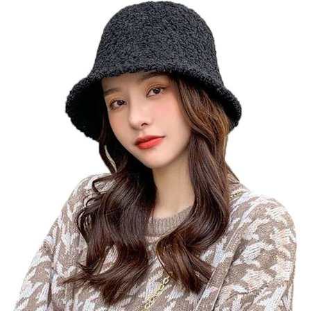 Dame Vinter Lammeuld Bucket Hat Bowler Hat Dame Piger Vinter Varm Hat Elegant Faux Pels Fiskehat Fluffy Bred Skygge Bush Hat Vintage Cloche Hat