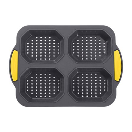 4 Cavity Hamburger Bull Form Bakpanna Hushåll Återanvändbar form för bullar