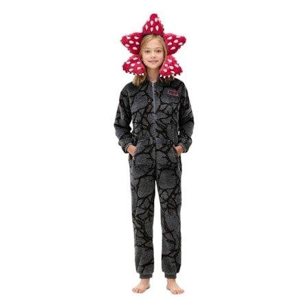 Stranger Things Kødædende Plante Onesie Vinter Par Familie Hyggeligt Tøj Rollespil Søde Flannel Pyjamas sort-FM- sort 120cm 120cm 120cm