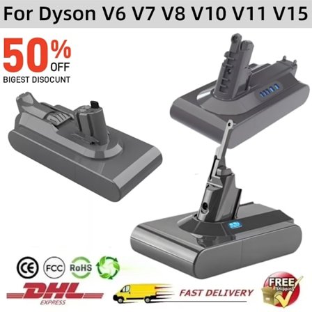 Dammsugare uppladdningsbart batteri för Dyson V6 V7 V8 V10 V11 V15 Series SV07 SV09 SV10 DC62 Absolute Fluffy Animal Pro Bateria