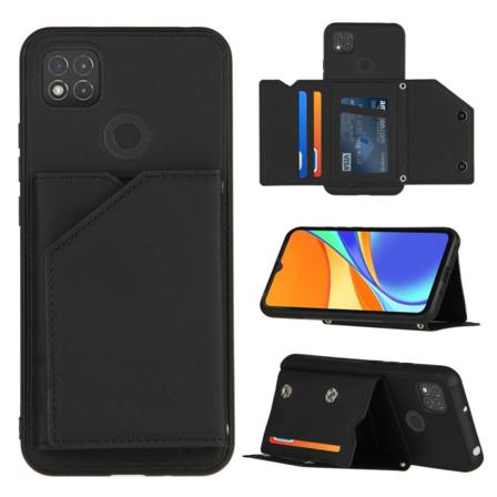 Xiaomi Redmi 9c Skal Kickstand Med Kortfack Svart
