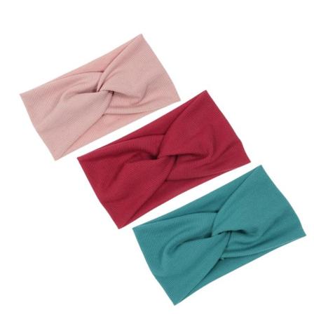3 x Kors elastisk hårbånd - Pink/Rød/Blå Multicolor one size