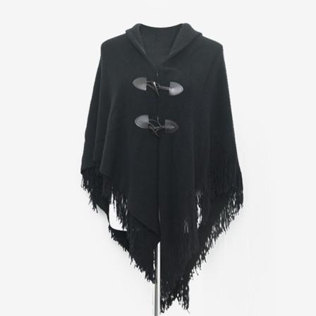 Casual Ponchoscarf För Kvinnor Med Hornknappar V-hals Och V-fåll