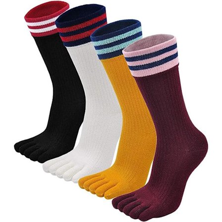 4 par kvinders fingerstrømper bomuld sports adskilte tåstrømper,