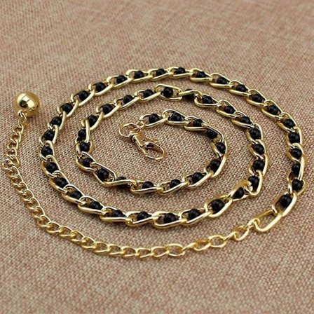 Dam Candy Färg Pärlstav Metall Tunna Midjebälten Lyxmärke Harajuku Smalt Kedjebälte Klänningstillbehör Cinturon Mujer