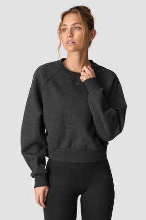 Everyday Cropped Crewneck Wmn Grey Melange