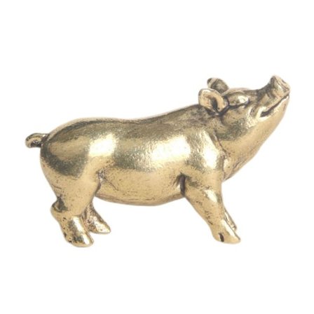 Mordely Pig Ornament Delicate Adorable Vivid Copper Miniature Pig Figurine Desk Ornament Home Decoration