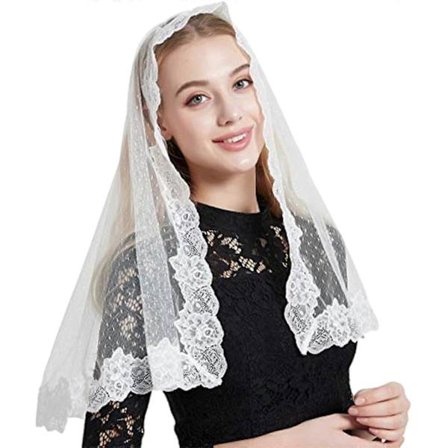 Katolske Mantilla Slør Broderte Messeslør Religiøse Bønneslør Elegante for Katolske Kirkebønner [DB]
