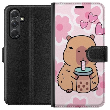 Kompatibelt Plånboksfodral till Samsung Samsung Galaxy A15 5G Kawaii Capybara Hjärtan Anime Stil Söt Design Djurmotiv TikTok Populärt Present Tjej