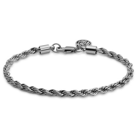 Essentials | Pulsera de cadena cordón plateada de 4 mm para hombres - Pulseras de acero