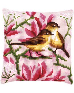 Broderikit Pude Fugle og magnolia - Vervaco