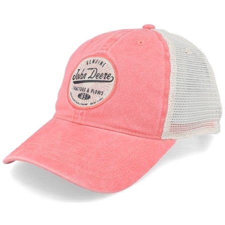 John Deere - Pink trucker Czapka Z Daszkiem - Twill/Mesh Sueded Logo Pink/Off-White Dad Cap Trucker @ Hatstore
