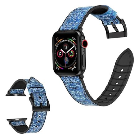 Apple Watch Series 6 / 5 44mm mönster silikon klockarmband - blå blomma mönster
