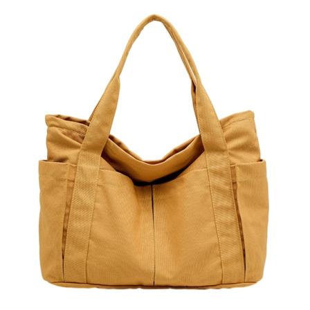 Kvinnors tygväska Handväskor med stor kapacitet för kvinnor Casual Shopper Solid Travel Shoulder Skola Shoppingväska Yellow
