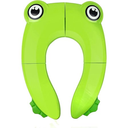 Sammenleggbar potte for barn, bærbar toalettsete for reise, sklisikker toalettsete for små gutter og jenter, reisestol for småbarn, grønn frosk