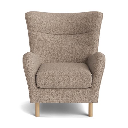 Lumo Sessel in Puente Greige, moderner Ohrensessel einfarbig, bequeme Polsterung für hohen Komfort, zeitloses Design, Abmessung Breite 99cm.